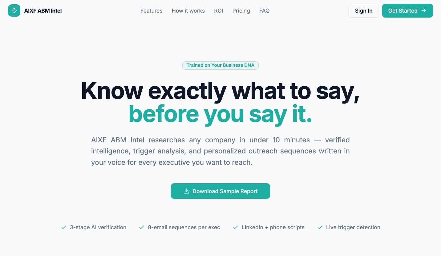 ABM Intel — Hero / Know exactly what to say, before you say it